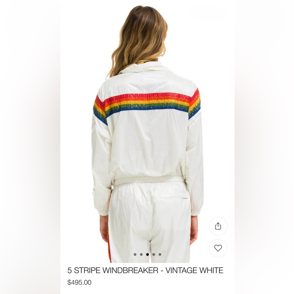AVIATOR NATION π 5 Stripe Windbreaker Jacket Small & Wind Pant XS Vintage White - Picture 3 of 14